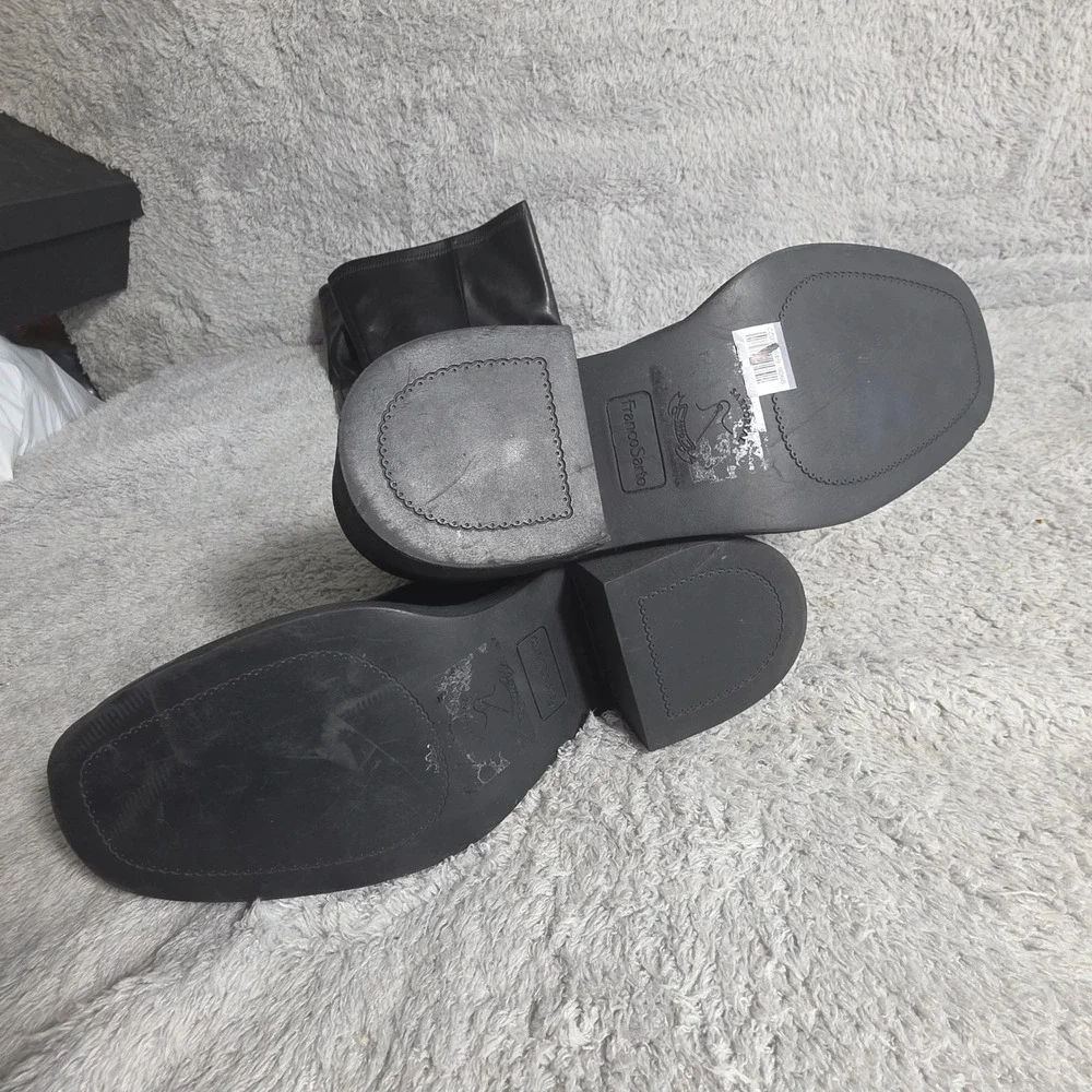 Franco Sarto Kelly Over The Knee Boots Black Chunky Heel‎ Side Zip Women 8.5 NEW